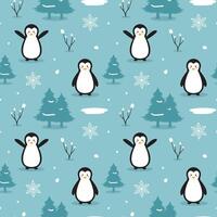 Seamless Winter Pattern Featuring Cute Decorative Elements in Cartoon Style vector