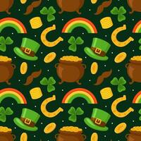 Cartoon Style Seamless Pattern for Saint Patrick's Day with Hand-Drawn Details vector