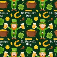 Seamless Saint Patrick's Day Pattern with Irish-Themed Decorative Elements vector