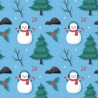 Cozy Winter Seamless Pattern with Hand-Drawn Cartoon Elements vector