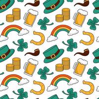 Hand-Drawn Irish Decorations in a Saint Patrick's Day Seamless Pattern Design vector