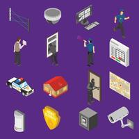 A new Security guard officer service cartoon character icons set with patrolling and detention duties abstract isolated vector