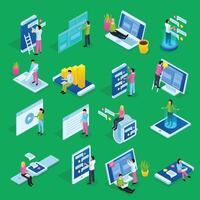 New a Isometric color set of people working as designers in various spheres isolated vector