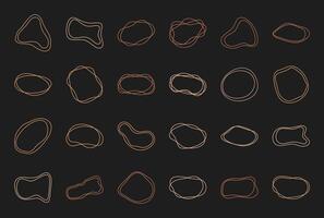 Modern geometric minimal line frame graphic set, flat liquid asymmetric round element collection, cute boho random silhouette trendy abstract amorphous shape design, doodle organic irregular form art. vector