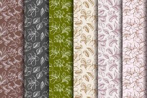 Set of Azalea Line Art Patterns vector