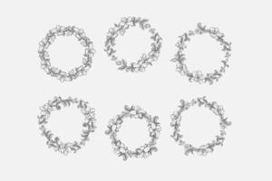 Set of Azalea Line Art Wreaths vector