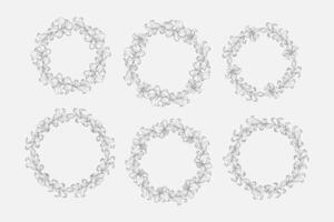 Set of Lily Line Art Laurel Wreath vector