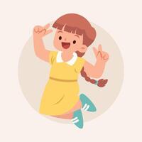 gitl jump happy kids illustration vector