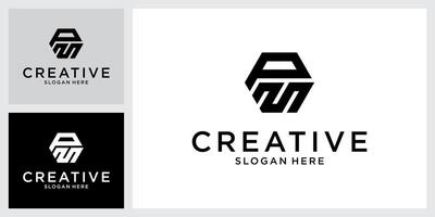 PM or MP letter logo design concept vector