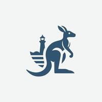 a kangaroo and lighthouse logo vector