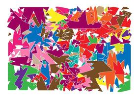 Illustration of colorful collage paper scattered overlapping on white background vector