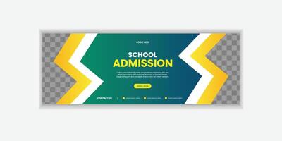 School Admission Web Banner Template, Back to School digital Cover Template for education, university, business, industry etc vector