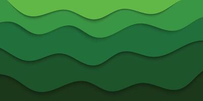 green waves or paper cut background with a green background vector
