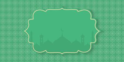 ramadan greeting card background with mosque and frame copy space vector