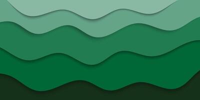 green paper cut background with a wave and shadow vector