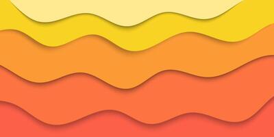 an orange and yellow paper cut background with wavy lines vector