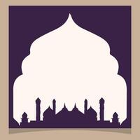 an illustration of a mosque with a silhouette for ramadan card vector