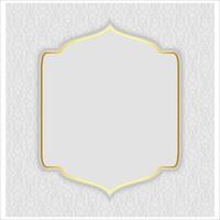 a white islamic frame with gold trim on a gray background for ramadan vector