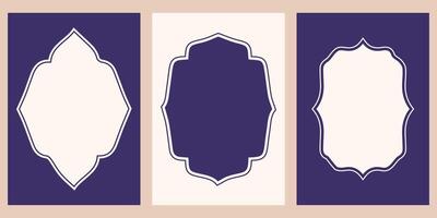 three different types of islamic frames with different designs for ramadan card with copy space vector
