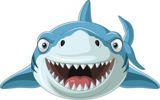 Illustration of cartoon happy shark front view angle vector