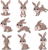 Cartoon happy rabbit collection set vector