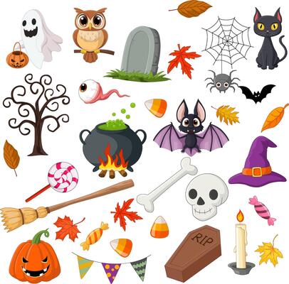 Illustration of collection Halloween set