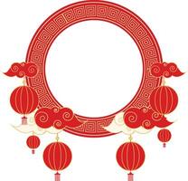 Chinese circle pattern. Chinese new year decoration. Lunar new year circle frame isolated on white background vector