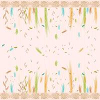 pattern with ears of wheat and feathers on a pink background vector