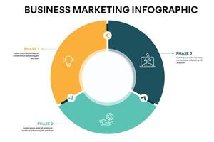 Pie chart circle infographic template with 3 options, steps, parts, segments. Business concept. marketing infographic illustration vector