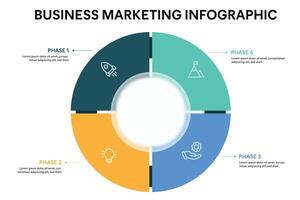 Pie chart circle infographic template with 4 options, steps, parts, segments. Business concept. marketing infographic illustration vector