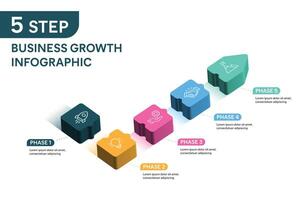 Puzzle Infographic template with icons. 5 Step or Phase or Option. illustration vector