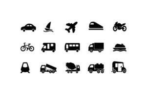 Transport Icons set Classic Graphic Series. Transportation Set in Flat line art Design Style. Car icon set illustration isolated on white background vector