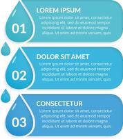 Water infographic template with three steps with water drops vector