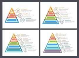 Pyramid infographic templates, 3, 4, 5 and 6 elements vector