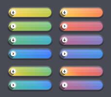 Blank round buttons, soft color gradients, dark background vector