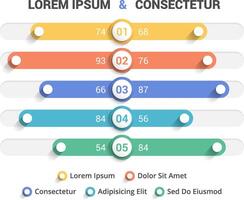 Colorful comparison chart with five elements vector