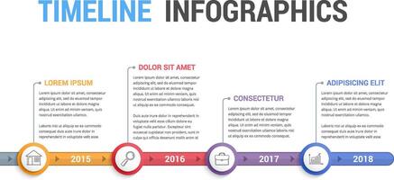 Timeline infographics template, four elements vector