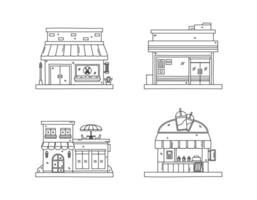 Collection of Shop Illustrations in Doodle Style vector