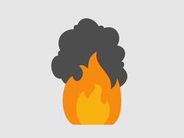 The image depicts a stylized representation of fire with a prominent plume of dark smoke rising from it vector