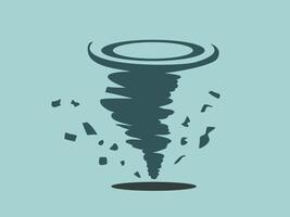 The image depicts a stylized representation of a tornado vector