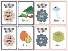 A-Z Alphabet Flashcards for Kids with Cute Illustrations Fun and Educational Learning Tool vector