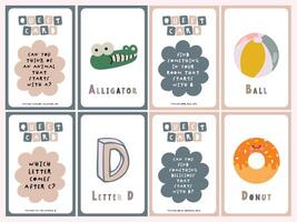 Printable A-Z Flashcards for Kids with Cute Illustrations A Fun Way to Learn Alphabet and Vocabulary vector