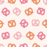 Seamless pattern with pretzels in pink pastel colors. graphics. vector