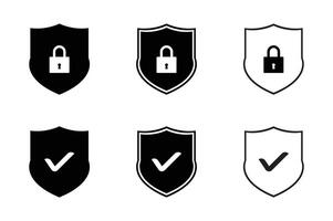 Security shield sign illustration. Security shields symbols with check mark and padlock. vector
