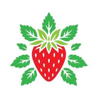 Strawberry with green leaf illustration vector