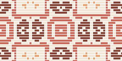 Ethnic Fabric Pixel Ikatee Patternfolk Embroidery, Aztec Geometric Ornament Print. Design for Carpet, Wallpaper, Clothing, Wrapping, Fabric vector