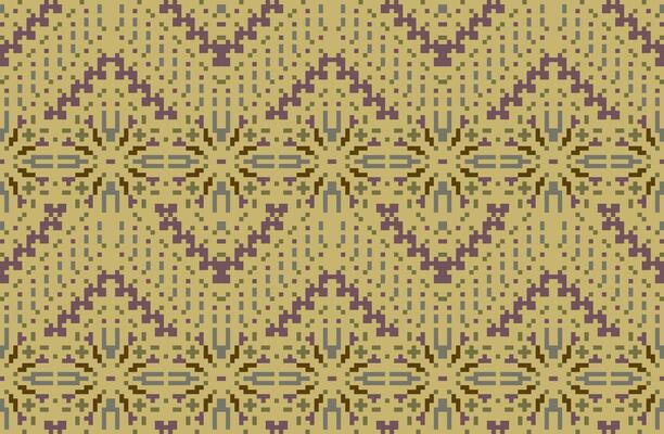 Pixel Art Abstract Ndebele Traditional Pattern Paintingfolk Embroidery, Aztec Geometric Ornament Print. Design for Carpet, Wallpaper, Clothing, Wrapping, Fabric