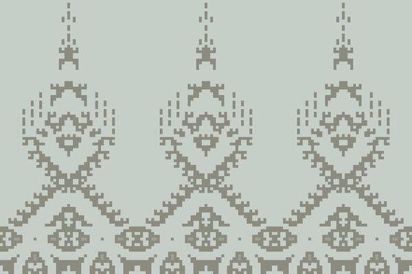 Pixel Art Abstract Korean Traditional Pattern Meaningfolk Embroidery, Aztec Geometric Ornament Print. Design for Carpet, Wallpaper, Clothing, Wrapping, Fabric