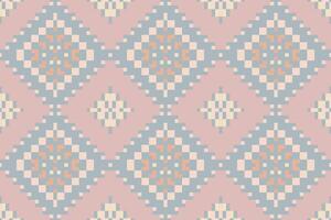 Cross Stitch Abstract Geometric Patternfolk Embroidery, Aztec Geometric Ornament Print. Design for Carpet, Wallpaper, Clothing, Wrapping, Fabric vector
