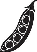 Pea Pod Silhouette Art in Black and White on White Background vector
